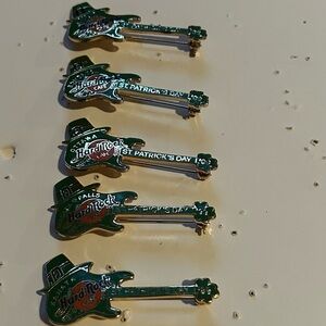Set of 5 Hard Rock Cafe 1999 St. Patrick's Day PIN Leprechaun Hat Green Guitar